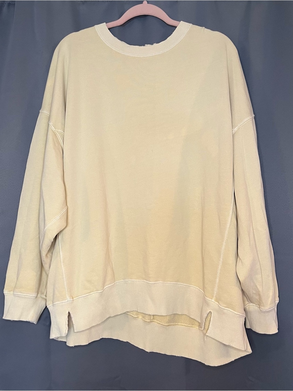 Aerie Oversized Cozy Crewneck Sweatshirt Beige Sand Cream XL